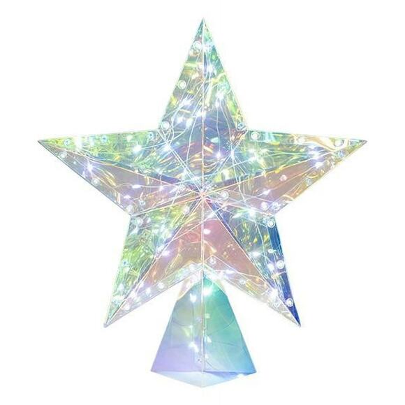Light Up LED Iridescent 3D Twinkling Star Christmas Tree Topper 12" Multi Lit - Picture 4 of 15
